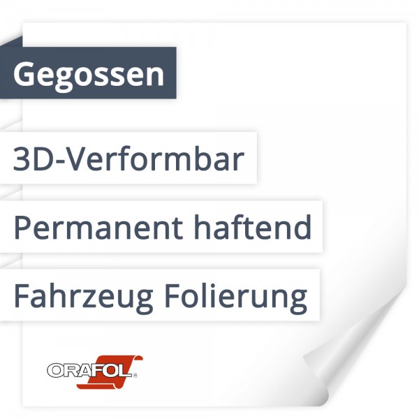 Orafol Orajet 3951 Gegossen | 3D-Verformbar | Permanent haftend | Fahrzeug Folierung