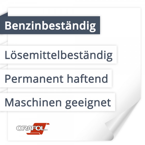 Orafol Orajet 3959 Benzinbestaendig | Lösemittelbeständig | Permanent haftend | Maschinen geeignet