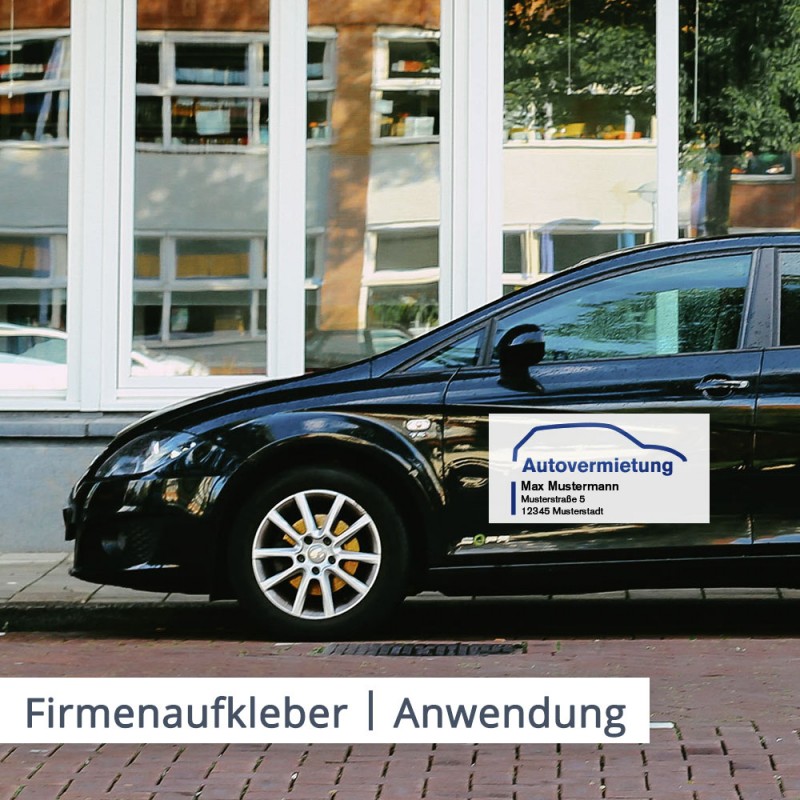 Steigern Sie den Bekanntheitsgrad Ihrer Marke, indem Sie Ihr Design, Ihre Adresse und Ihre Dienstleistung auf dem Firmenwagen anbringen.