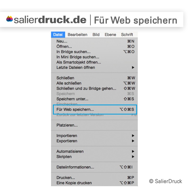 Bilder für das Web richtig abspreichern.