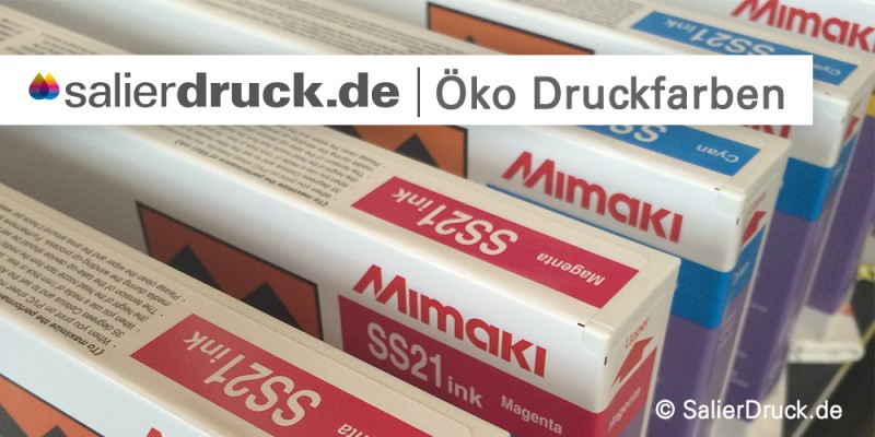 Wir verwenden für unseren Druck Öko Druckfarben der Firma Mimaki.