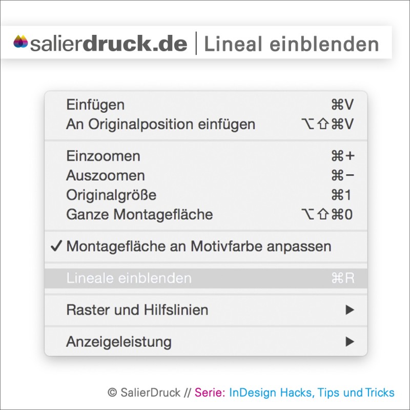 Lineal einblenden im Adobe InDesign.