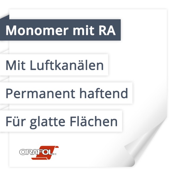 Orafol Orajet 3164XRA Monomer Mit Rapid Air | Mit Luftkanälen | Permanent haftend | Für glatte Flächen