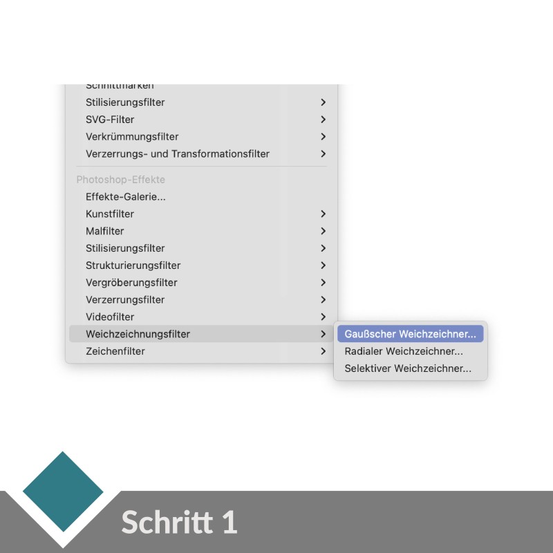 Rauch darstellen: Schritt 1: Weichzeichnungsfilter > Gaußscher Weichzeichner
