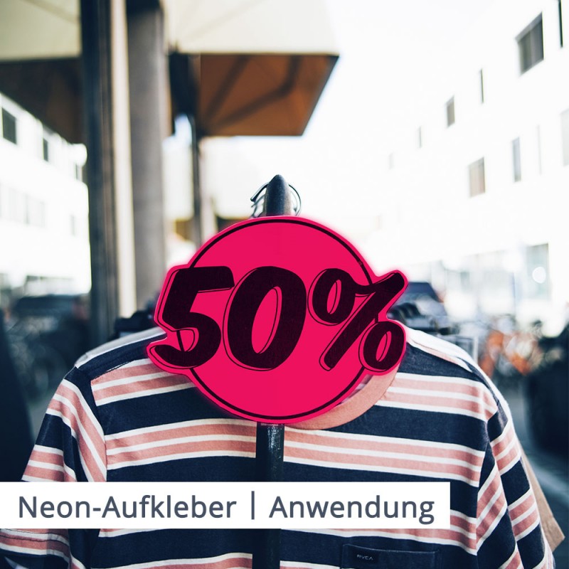 Neon Aufkleber lenken Aufmerksamkeit auf Sales und Dinge, die Sie verkaufen möchten.