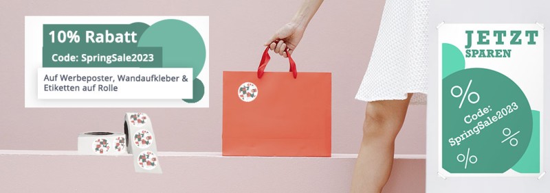 Bestellen Sie einfach und schnell Ihre individuellen Rollenetiketten, Werbeposter und Wandaufkleber und sparen Sie dabei ganze 10%...