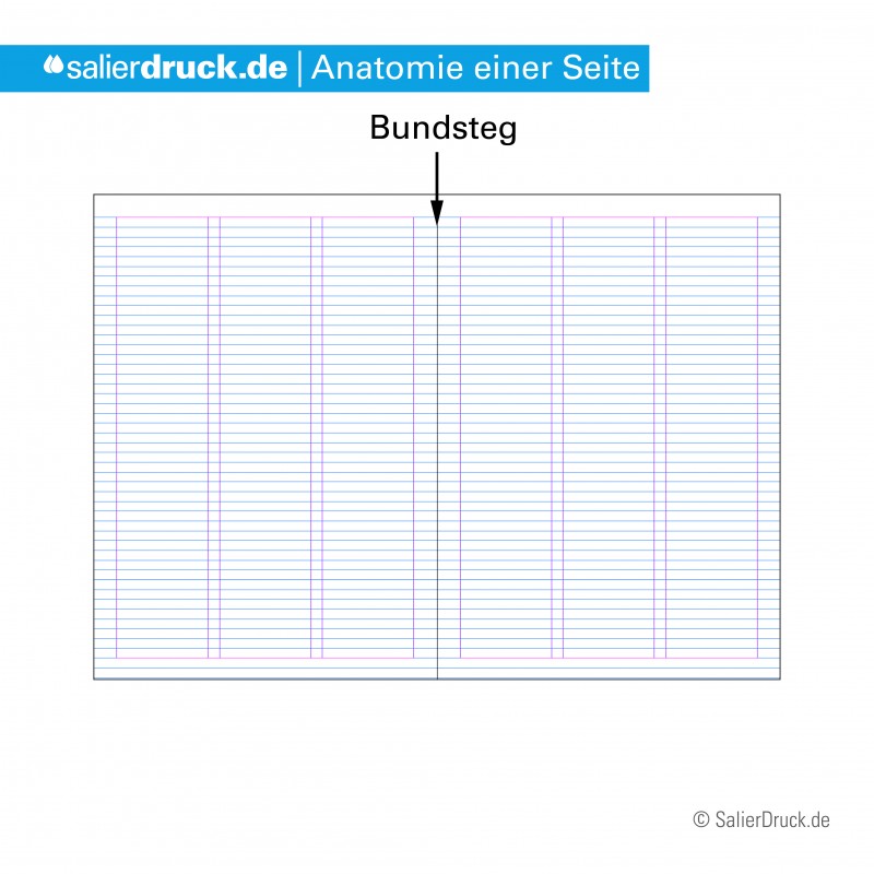 Der Bundsteg befindet sich im Falz einer Doppelseite.