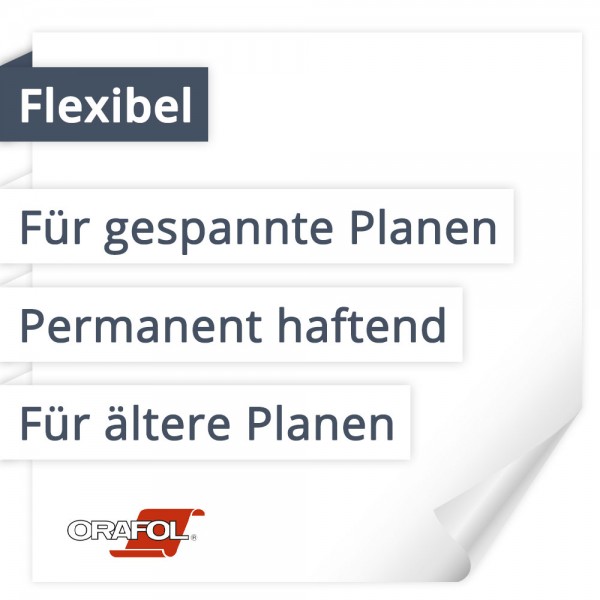 Orafol Orajet 3451 Flexibel | Für gespannte Planen | Permanent haftend | Für ältere Planen