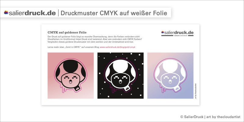 Druckmuster CMYK auf weißer Klebefolie | SalierDruck