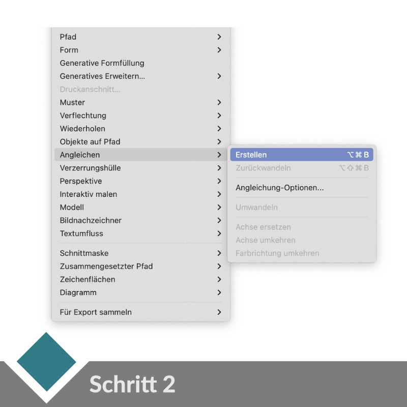 Schritt 2 bei abstrakten Wellen: Objekt > Angleichen > Erstellen