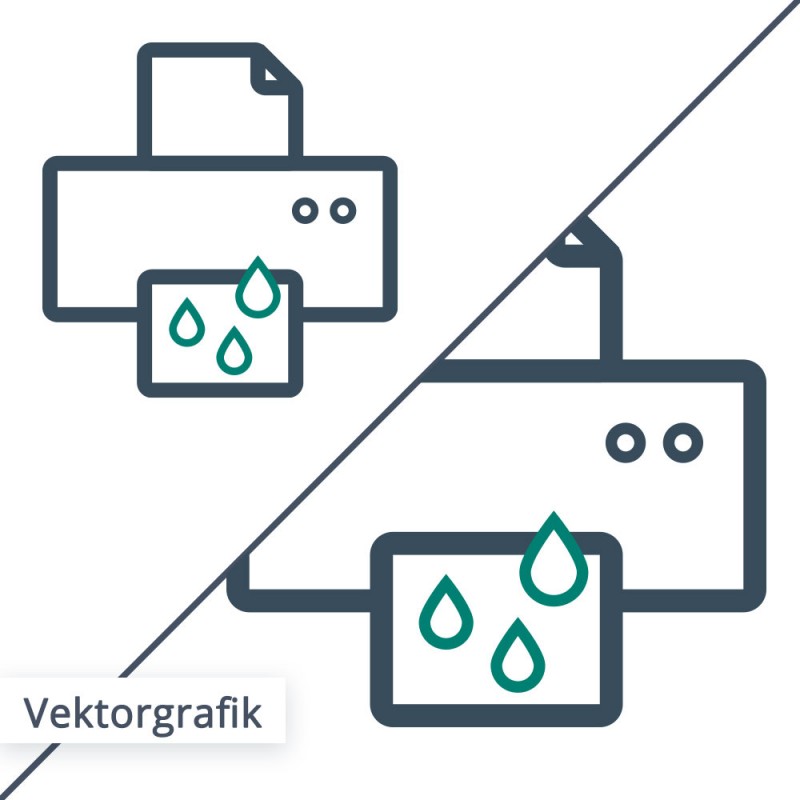 Die Skalierung einer Vektorgrafik.