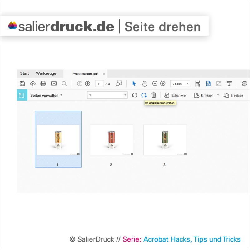 Seiten einfach drehen in Adobe Acrobat.