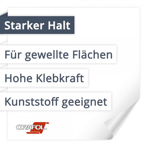 Orafol Orajet 3106SG Stark Haftend | Für gewellte Flächen | Hohe Klebkraft | Kunststoff geeignet